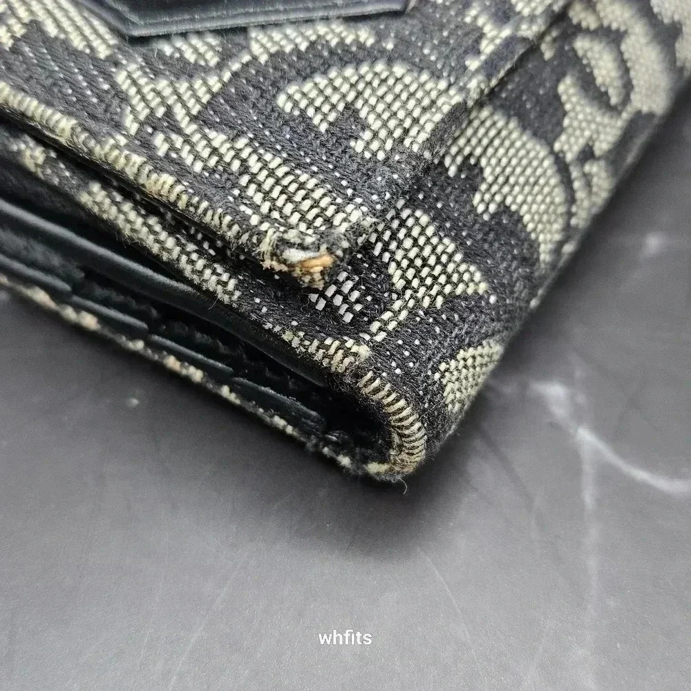 Christian Dior Trotter Canvas Trifold Wallet with dust bag and box.